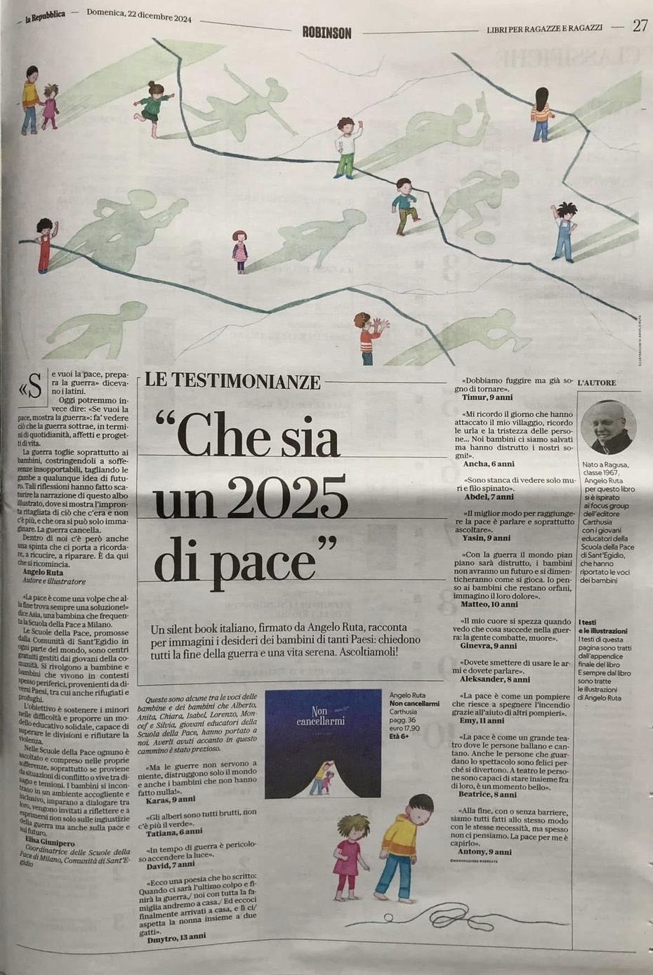 “Non cancellarmi” su Robinson di Repubblica 22 dicembre